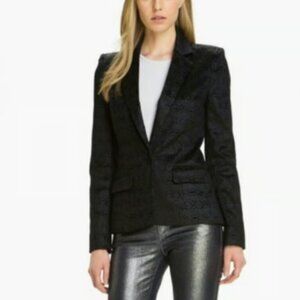 Alice + Olivia Black Floral Lace Overlay Structured Blazer Jacket SIZE M